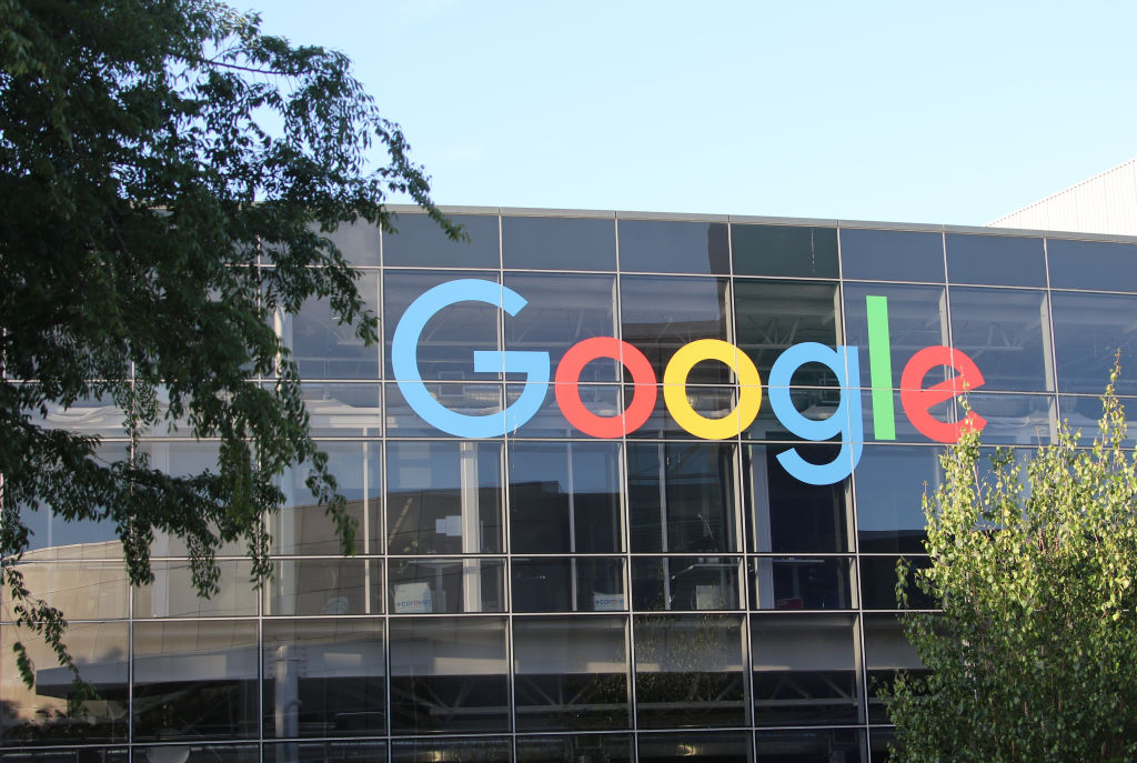 Google logo on corporate headquarters
