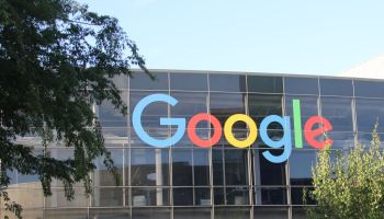 Google logo on corporate headquarters