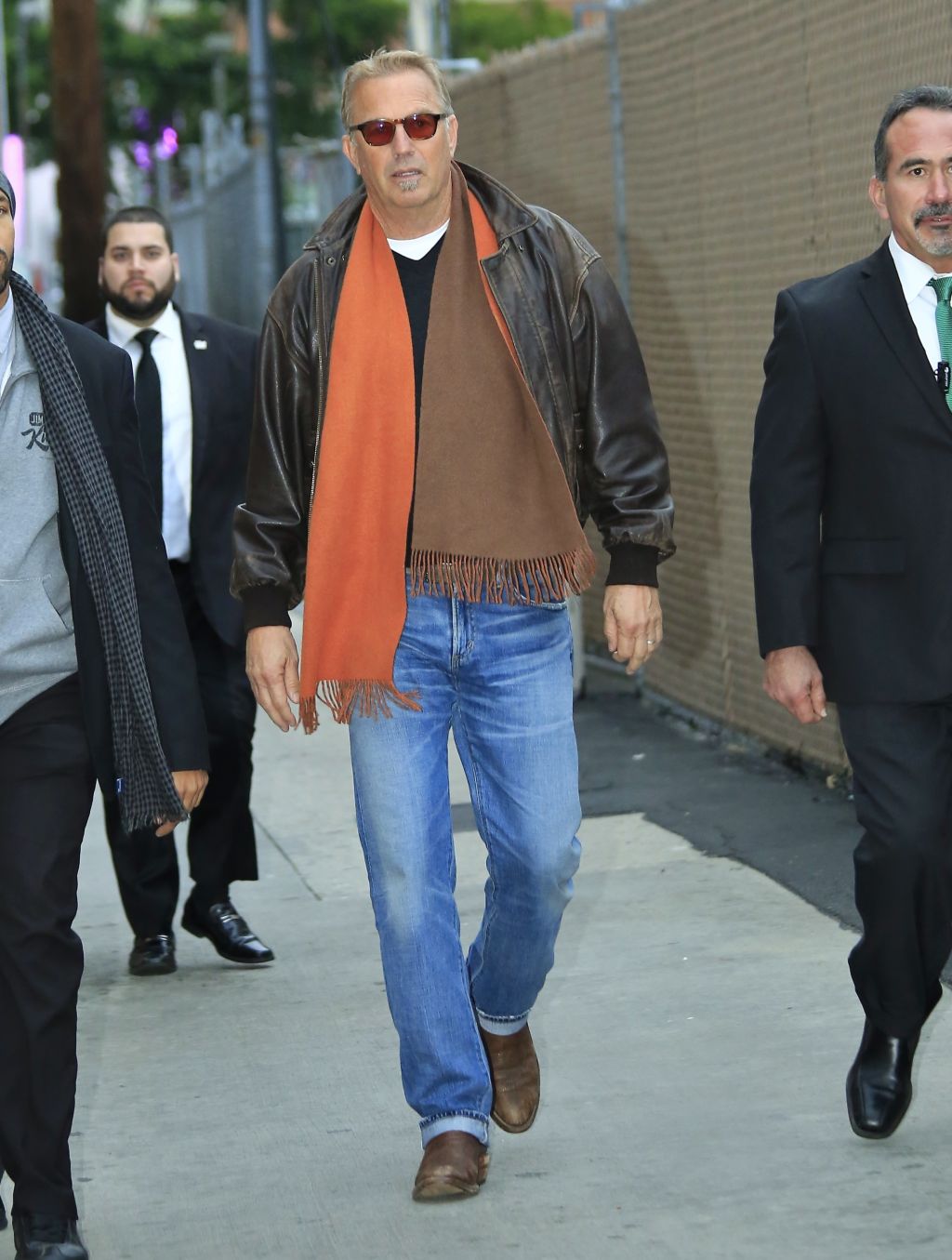 Kevin Costner arrives at the Jimmy Kimmel studios