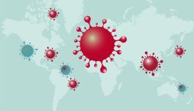 Vector COVID-19 Vaccine And Virus Concepts Poster Pandemic Risk On World Map Background Illustration