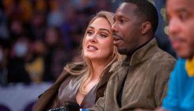 Celebrities attend the Los Angeles Lakers play the Golden State Warriors during the season opener