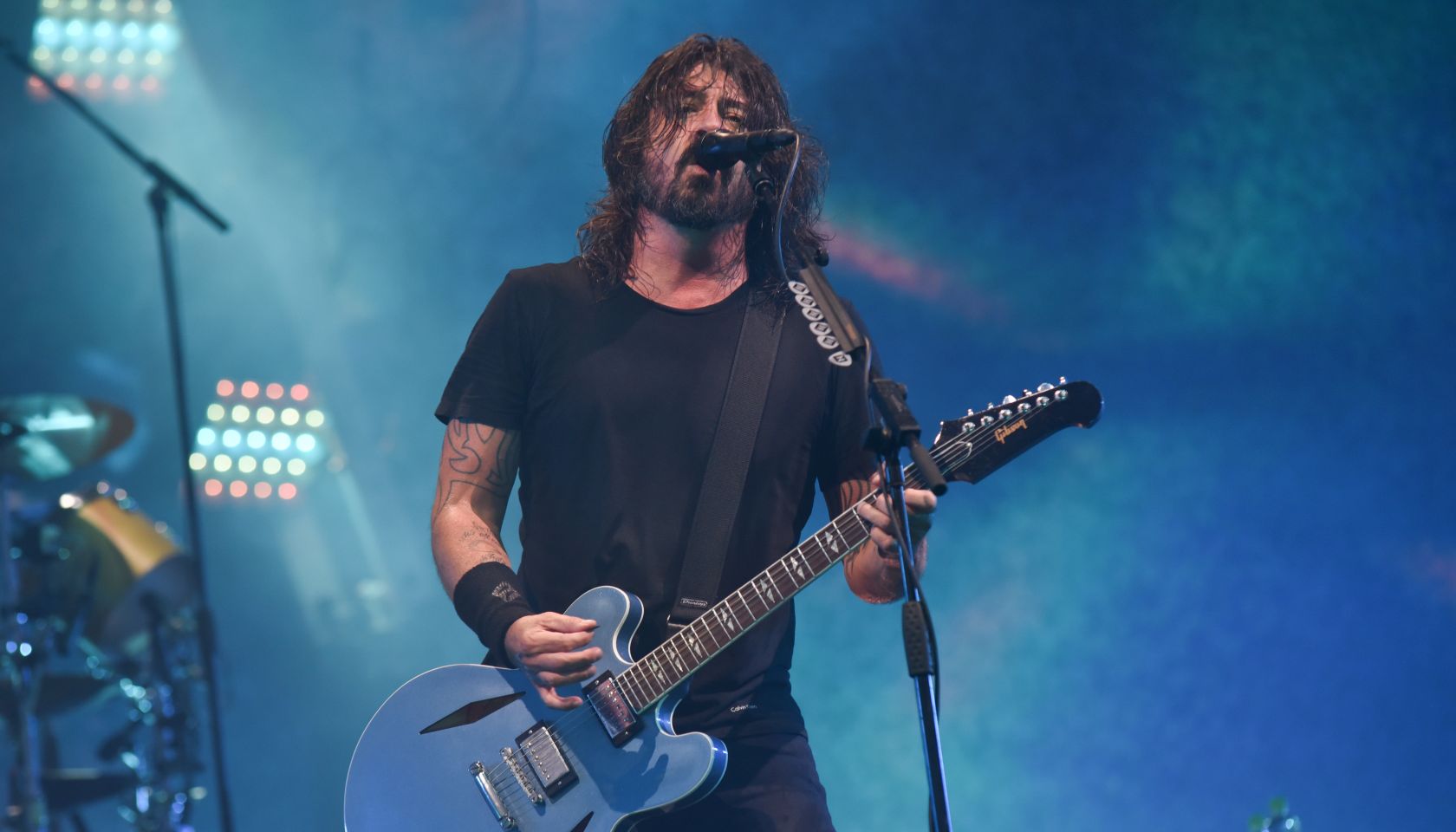 Foo Fighters performing at Leeds Festival