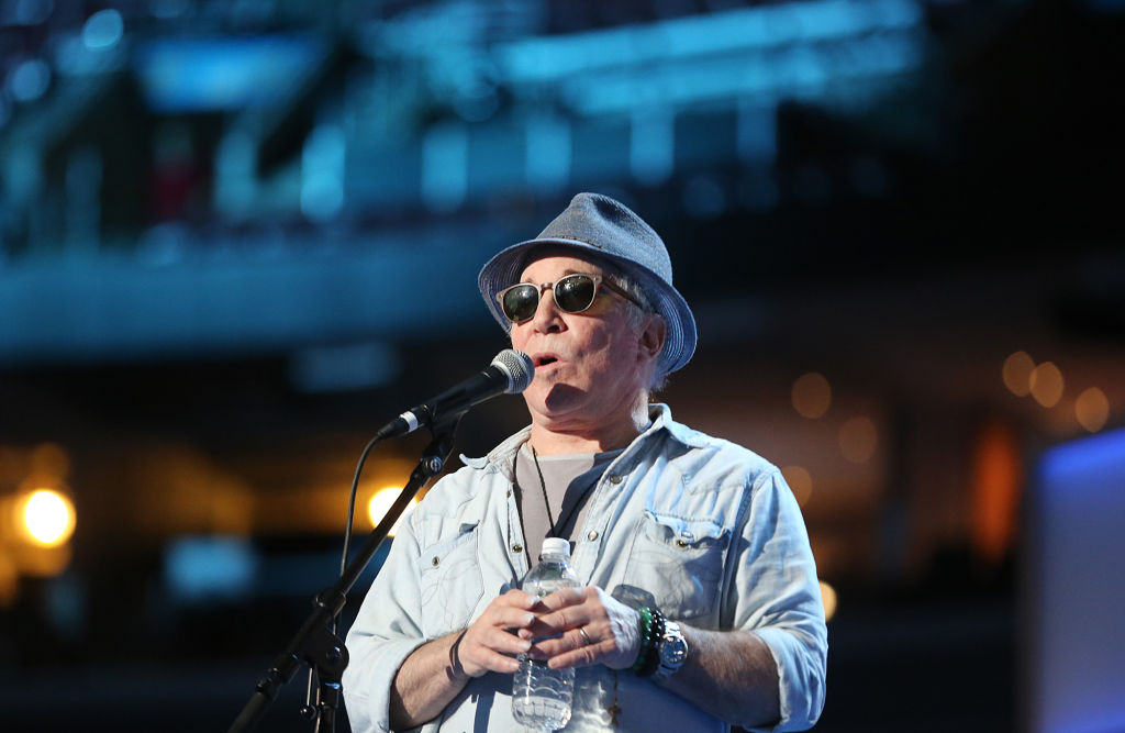 (072416 Philadelphia, PA) Singer Paul Simon does a sound check as preparations underway for the start of the Democratic National Convention at the Wells Fargo Center in Philadelphia on Sunday, July 24, 2016. Staff Photo by Nancy Lane