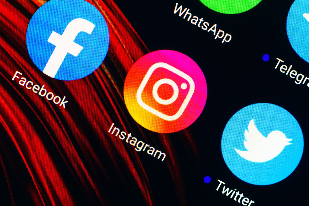 In this photo illustration the Facebook, Instagram and...