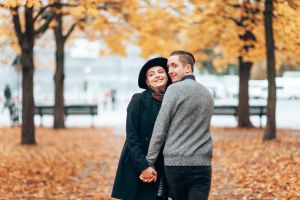 passionate couple in autumn