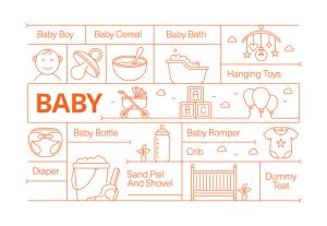 Baby Line Icon Set and Banner Design