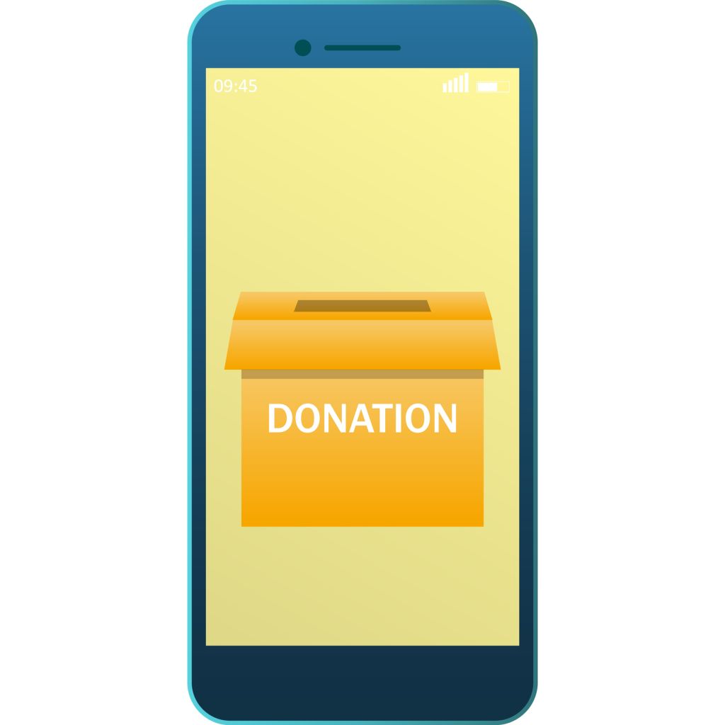 Mobile icon donate and charity online vector