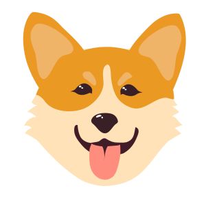 Head of a cute corgi dog. Icon. Flat vector illustration.