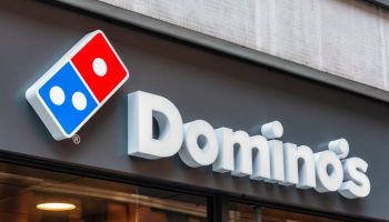 Dominos logo on their shop in High Holborn, London...