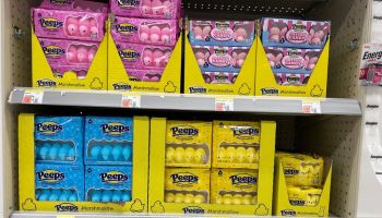 Easter Holiday Peeps display, Walgreens Pharmacy with new Party Cake and Cotton Candy flavors, Queens, New York