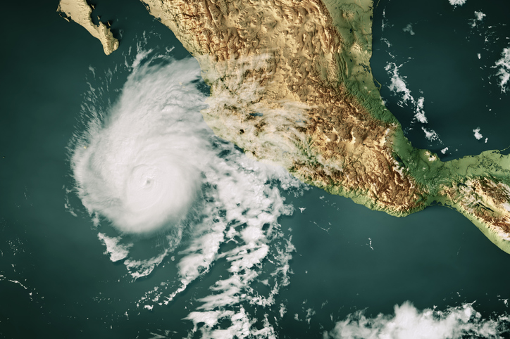 Hurricane Norma 2023 Cloud Map Mexico 3D Render Color