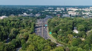Drone View of Freeway in Charlotte, NC