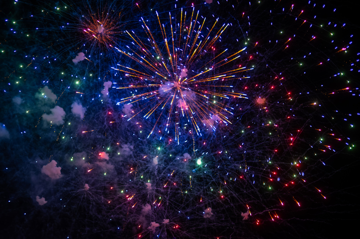 Vibrant Fireworks Display Lighting Up the Night Sky.