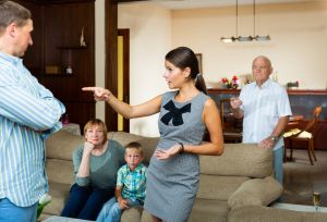 Quarrel between husband and wife in a large family