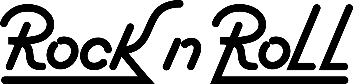 The inscription is in black Rock 'n' Roll on a white background. Rock 'n' Roll logo.